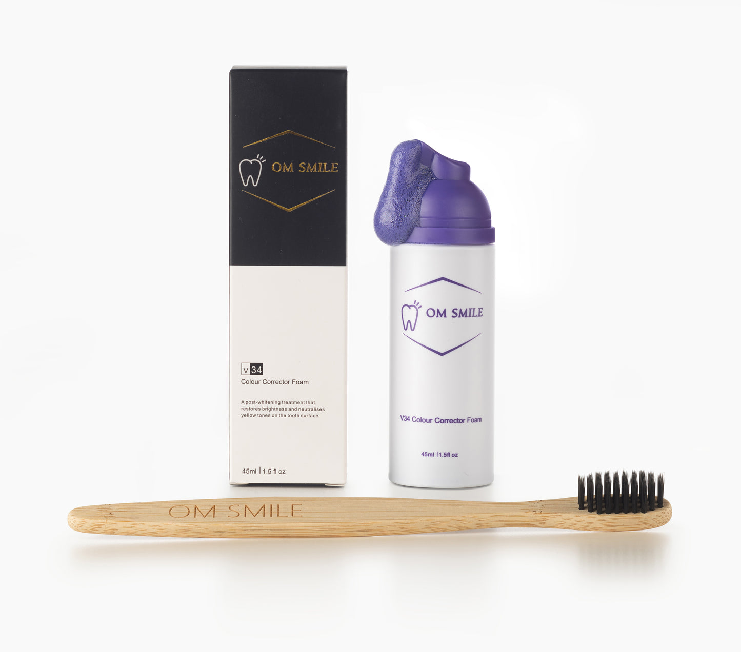 OM Smile - V34 Foam Serum + GRATIS Bamboo Toothbrush erbij 100% biologisch
